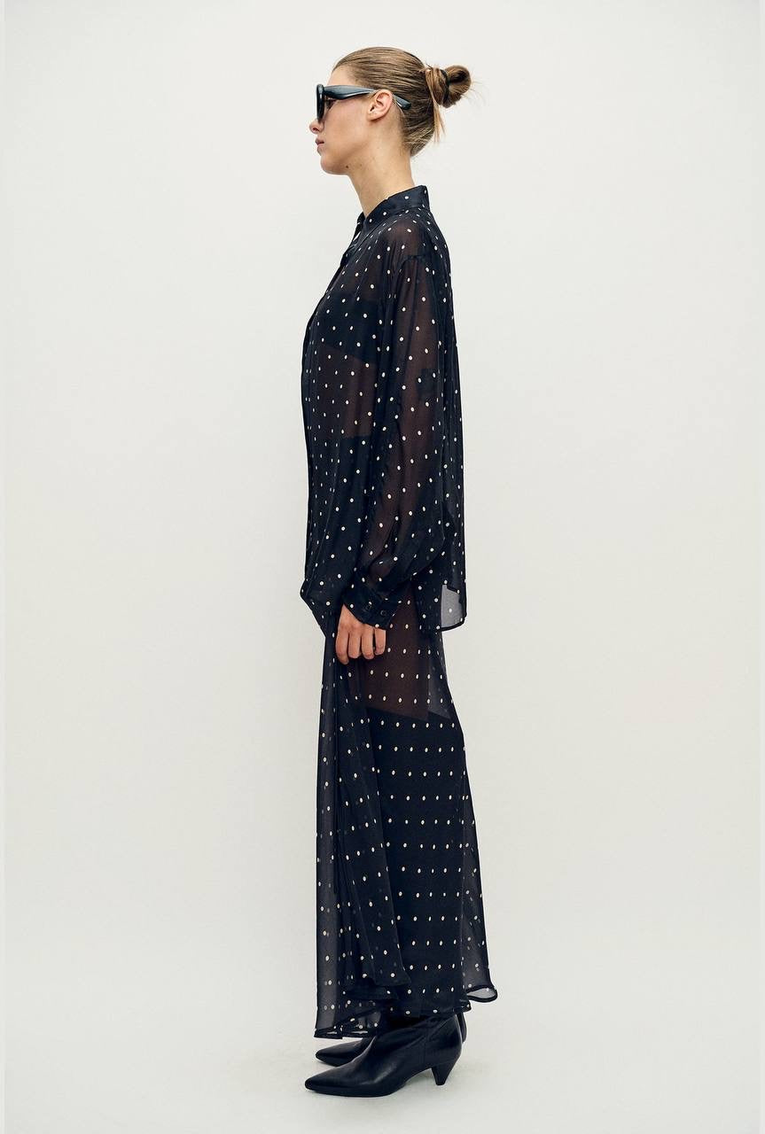 SL 8-Momme Silk Chiffon Crossover Shirt