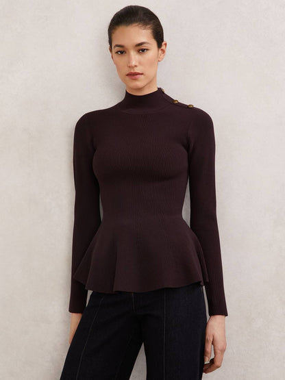 RS Isabella Peplum-Hem Stretch-Knit Top