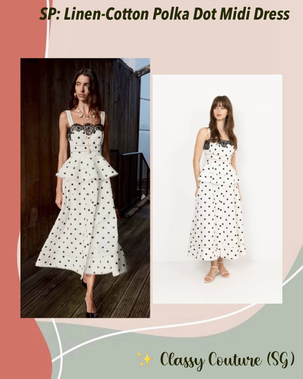 SP Linen-Cotton Polka Dot Midi Dress