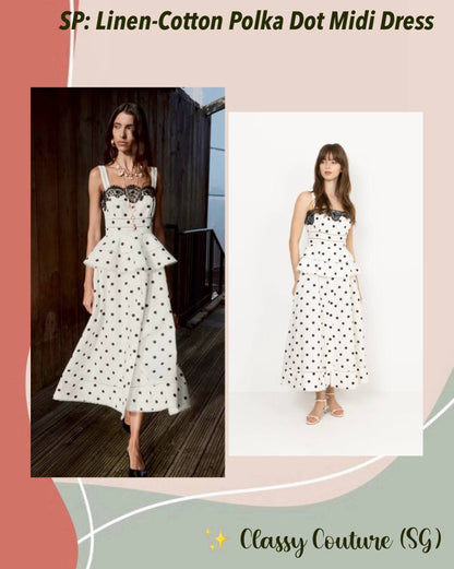 SP Linen-Cotton Polka Dot Midi Dress