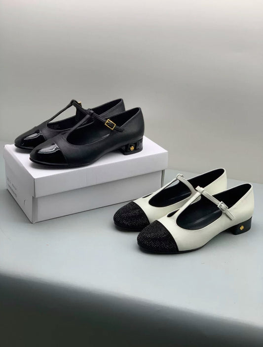 TB Cap Toe Strap Ballet Shoes