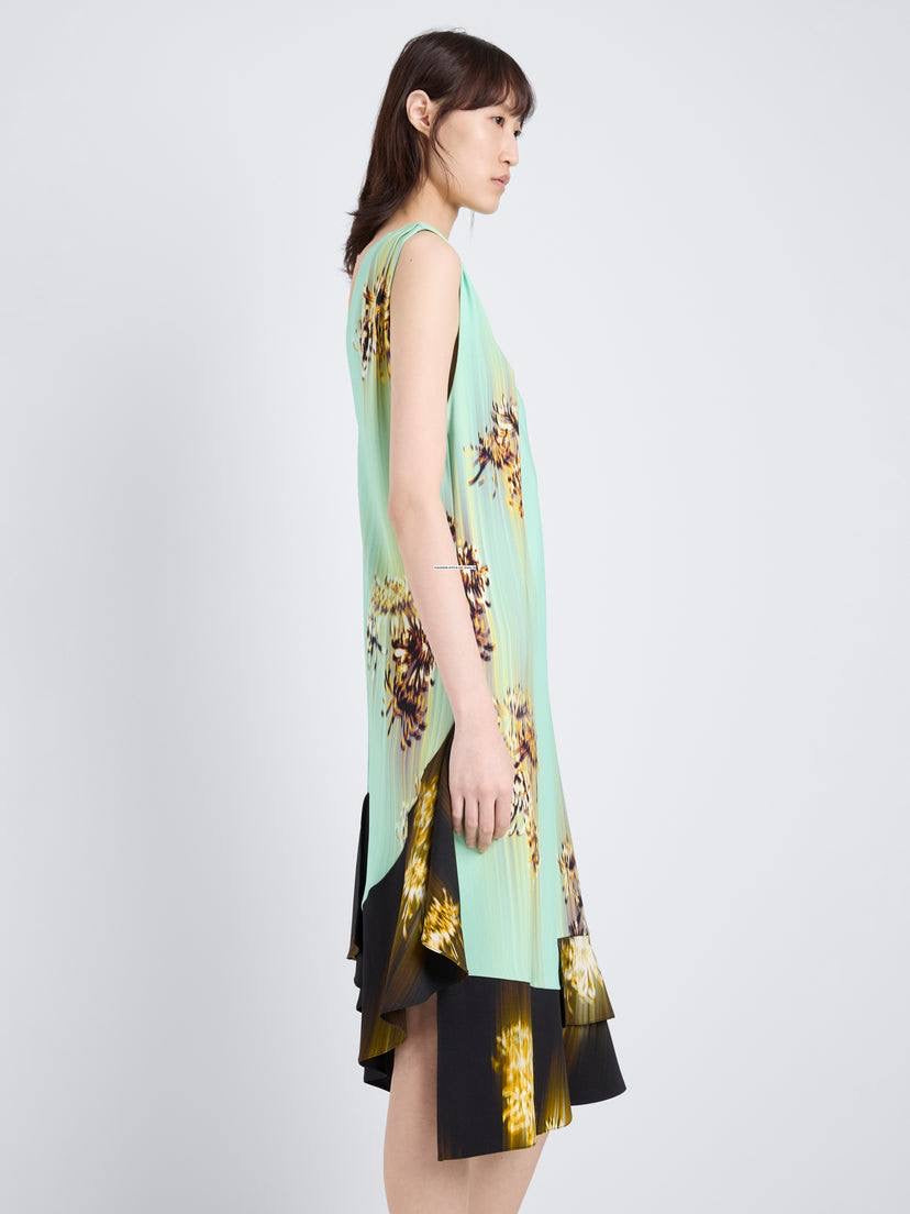 PS Rhetta Stretch-Viscose Shift Midi Dress In Blurred Chrysanthemum Print