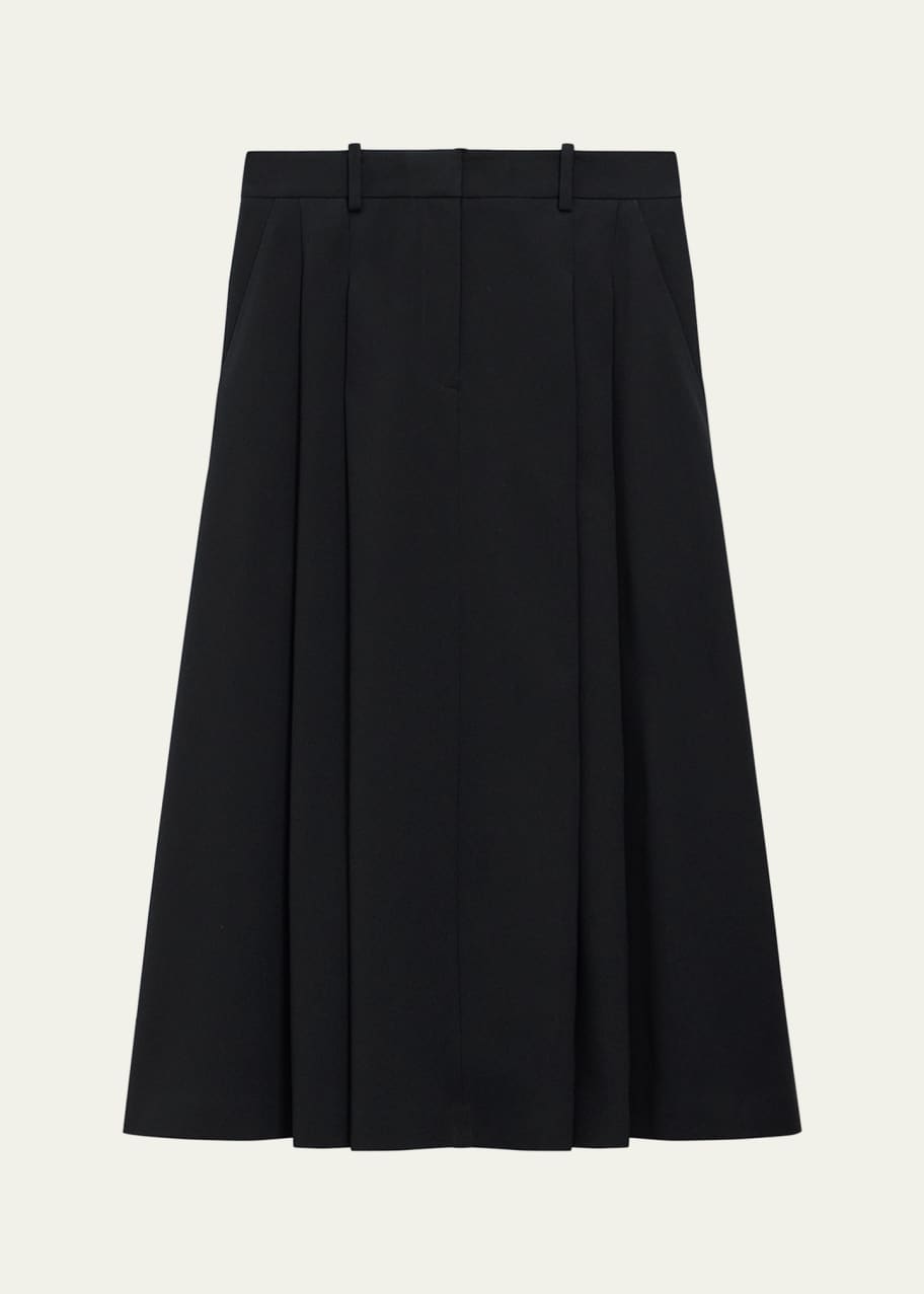 TH Double-Pleat Trouser A-Line Midi Skirt in Admiral Crepe
