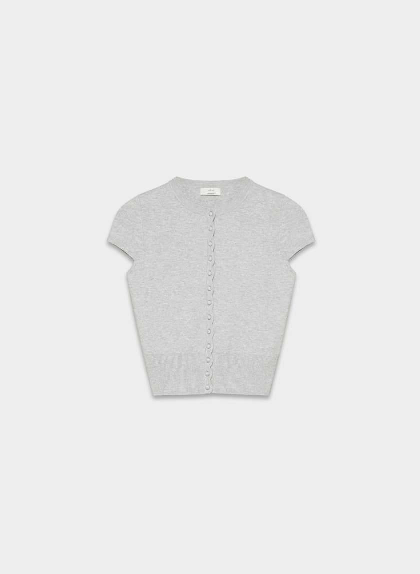 ARZ Storyboard Wonder Yarn Viscose-blend Short-sleeved Cardigan Top