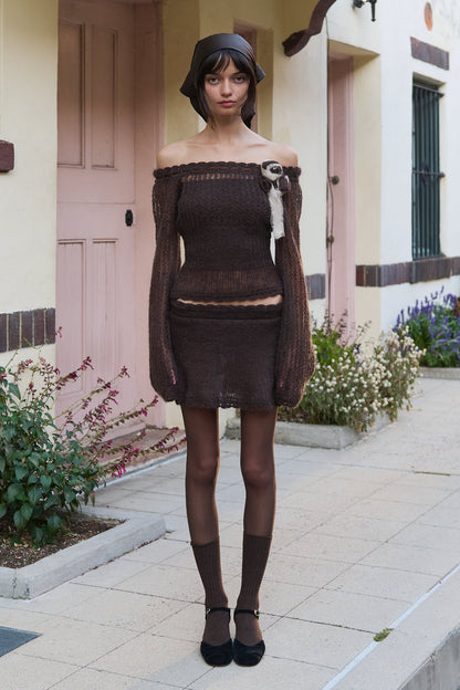MP Little Lamb Knit Off Shoulder Top | Mini Skirt | Set