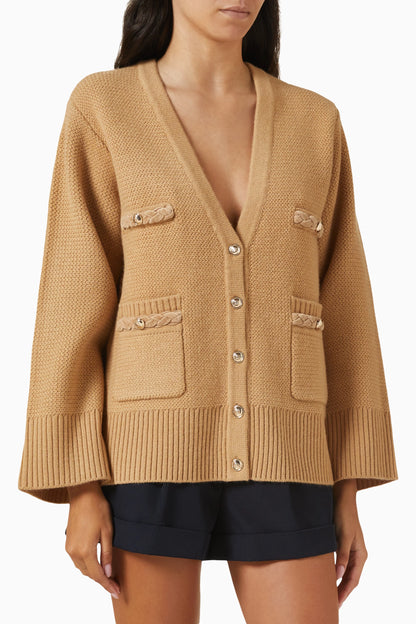 SD Martie Long Wool Cardigan in Camel