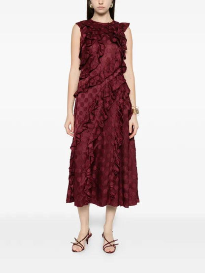 UJ Kavita Cascading Ruffled Midi Dress