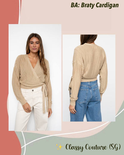 BA Braty Viscose-blend Metallic Wrap Around Cardigan Sweater