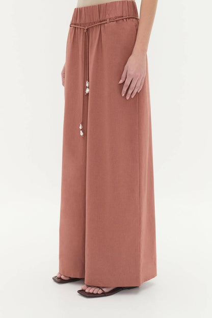 3 Colors! AJ Dessie Belted Relaxed Linen-Cotton Pants