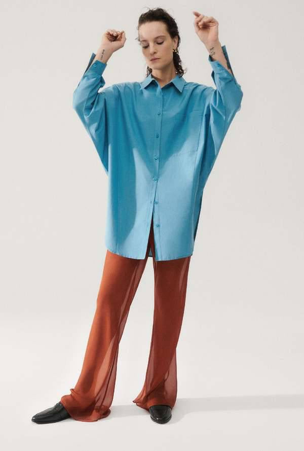 10 COLOURS! Unisex SL Cotton Silk Round Oversized Shirt