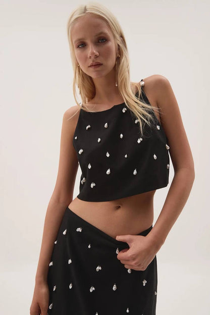 AJ Akoya Crop Top | Mini Skirt | Linen-blend Set