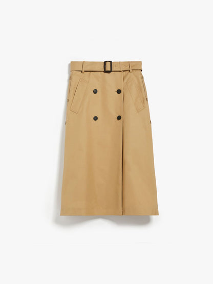 MM Nebbia Cotton-Blend Gabardine Wrap Midi Skirt