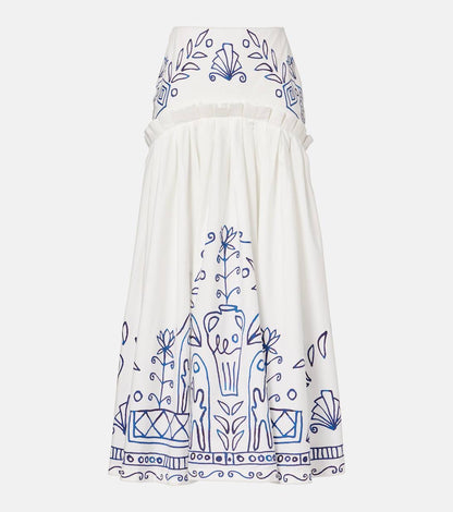 ALM Leela Printed Cotton Shirt | Midi Skirt | Set