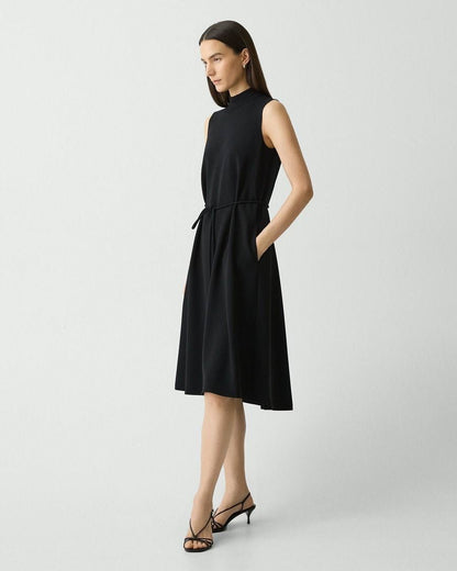 TH Cascade Sleeveless Belted Midi Dress in Admiral Crepe