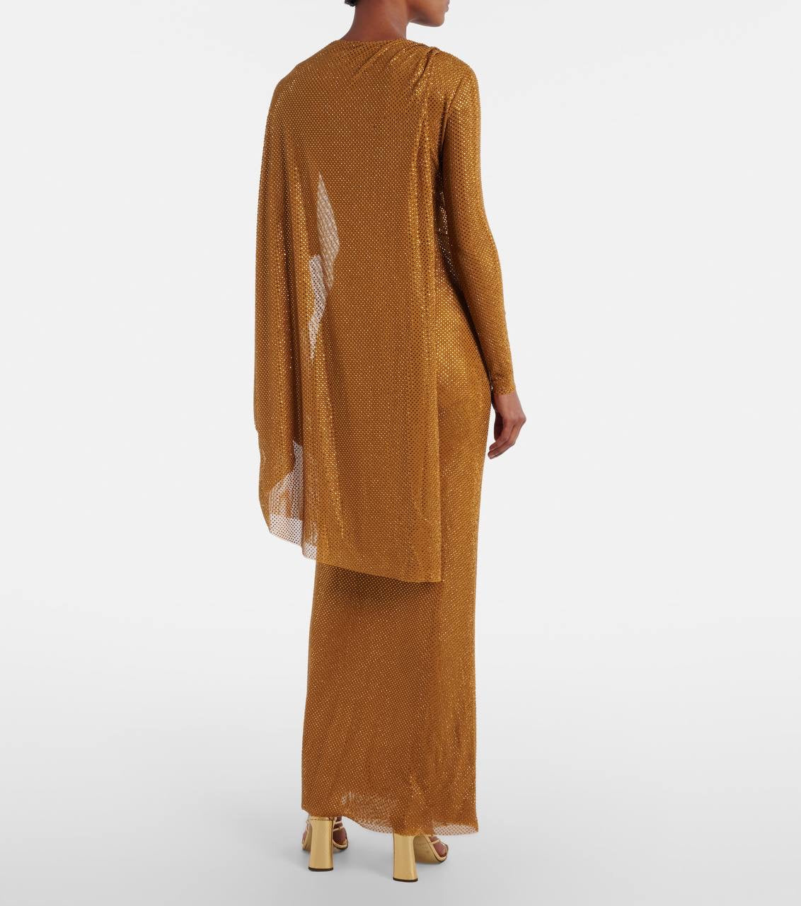 SP Gold Rhinestone Drape Midi Dress