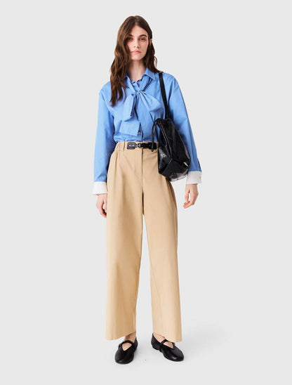 MJ: Cotton Gabardine Wide-Leg Trousers