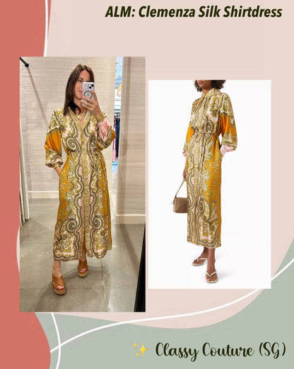 ALM Clemenza Silk Shirtdress Midi Dress