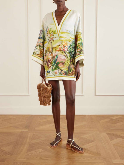 ALM Tropical Linen Shift Mini Dress