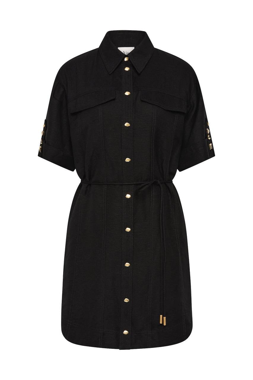 AJ Celie Linen-blend Shirtdress Mini Dress