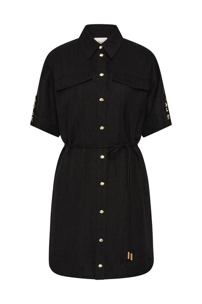 AJ Celie Linen-blend Shirtdress Mini Dress