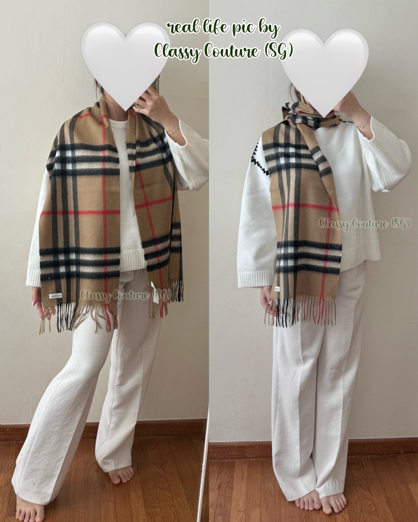 2 Sizes! BBR Fringed Check Cashmere Scarf
