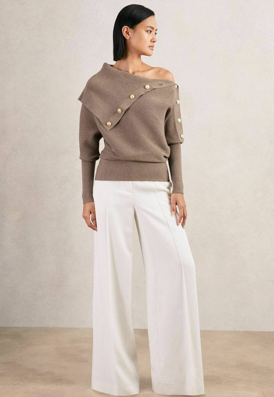 RS Lexi Rib Viscose-blend Knit Off Shoulder Jumper Sweater