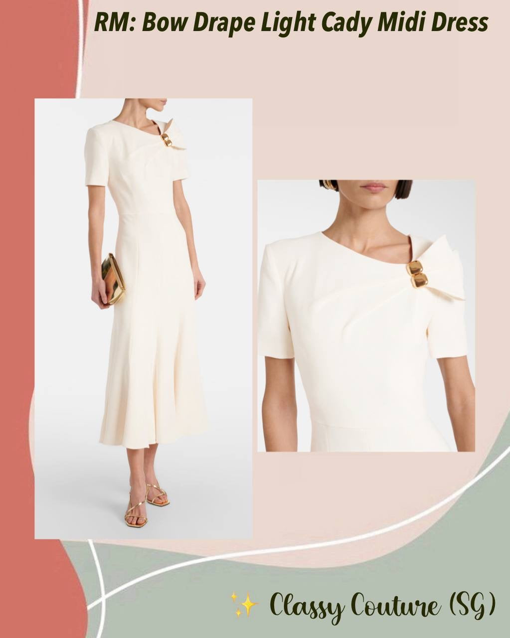 RM Bow Drape Light Cady Midi Dress