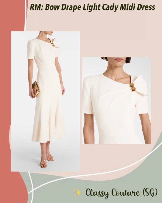 RM Bow Drape Light Cady Midi Dress
