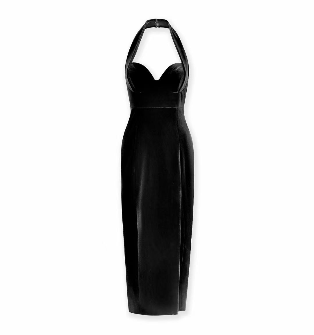 NIC Nabine Halter Velvet Midi Dress