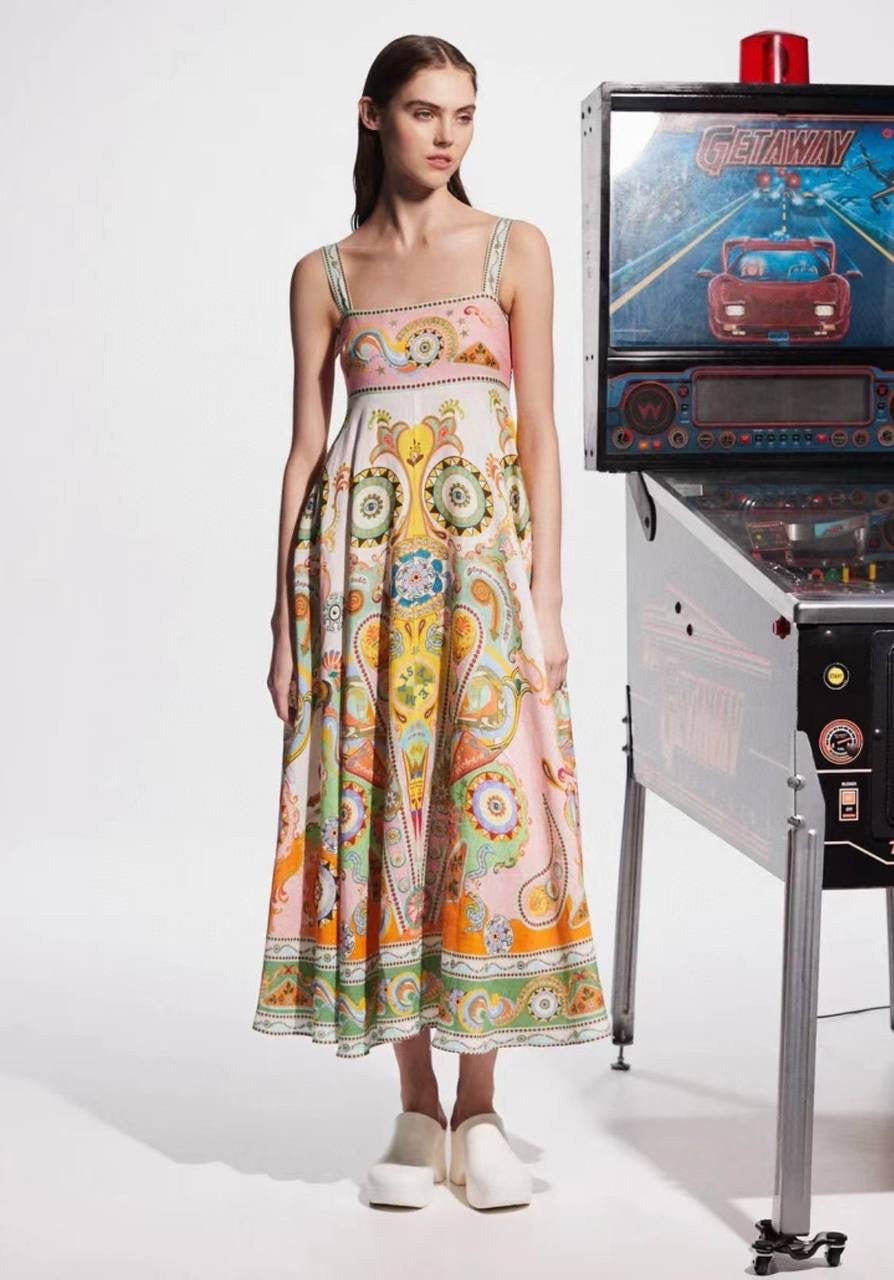 ALM Pinball Linen Midi Sundress Dress