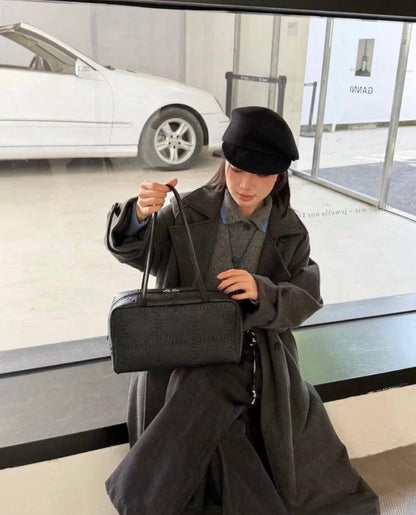 2 Colors! TR Astra Woven Bowling Goatskin Leather Shoulder Tote Bag
