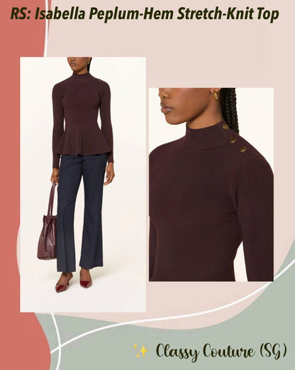RS Isabella Peplum-Hem Stretch-Knit Top