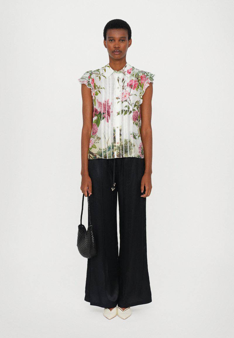 AO Minda Silk Flutter Sleeve Blouse Top