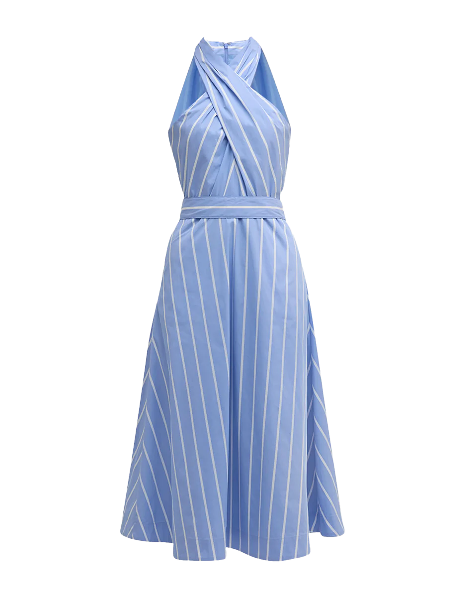 VB Baylee Cotton-Blend Poplin Midi Dress in Hydrangea blue