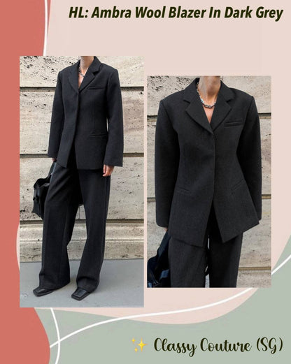 HL Ambra Wool Blazer in Dark Grey & Black