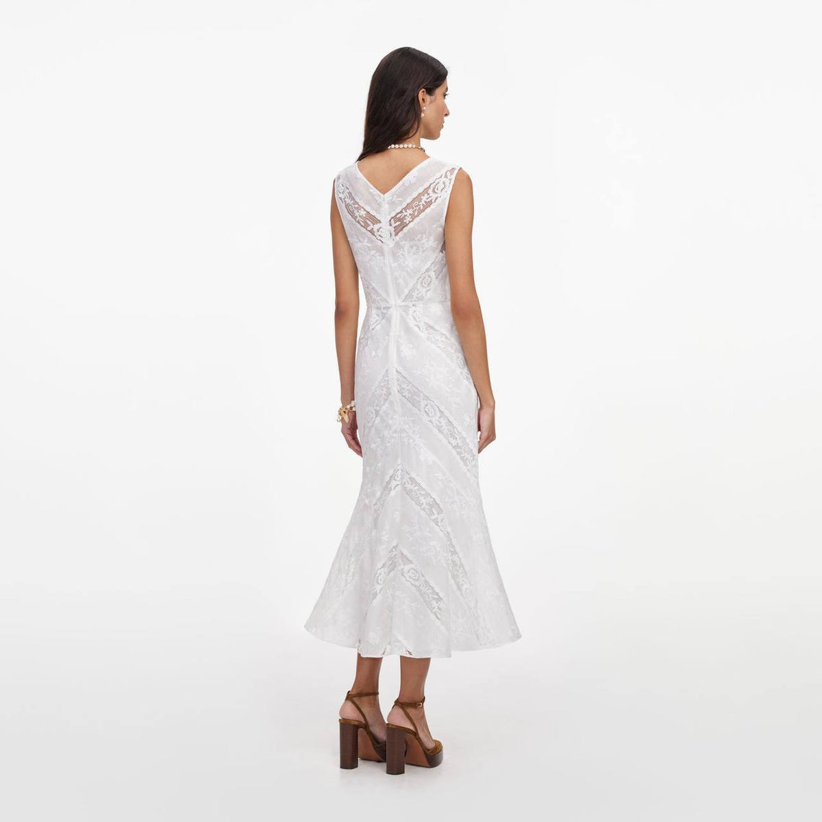 SP White Ramie Sleeveless Midi Dress