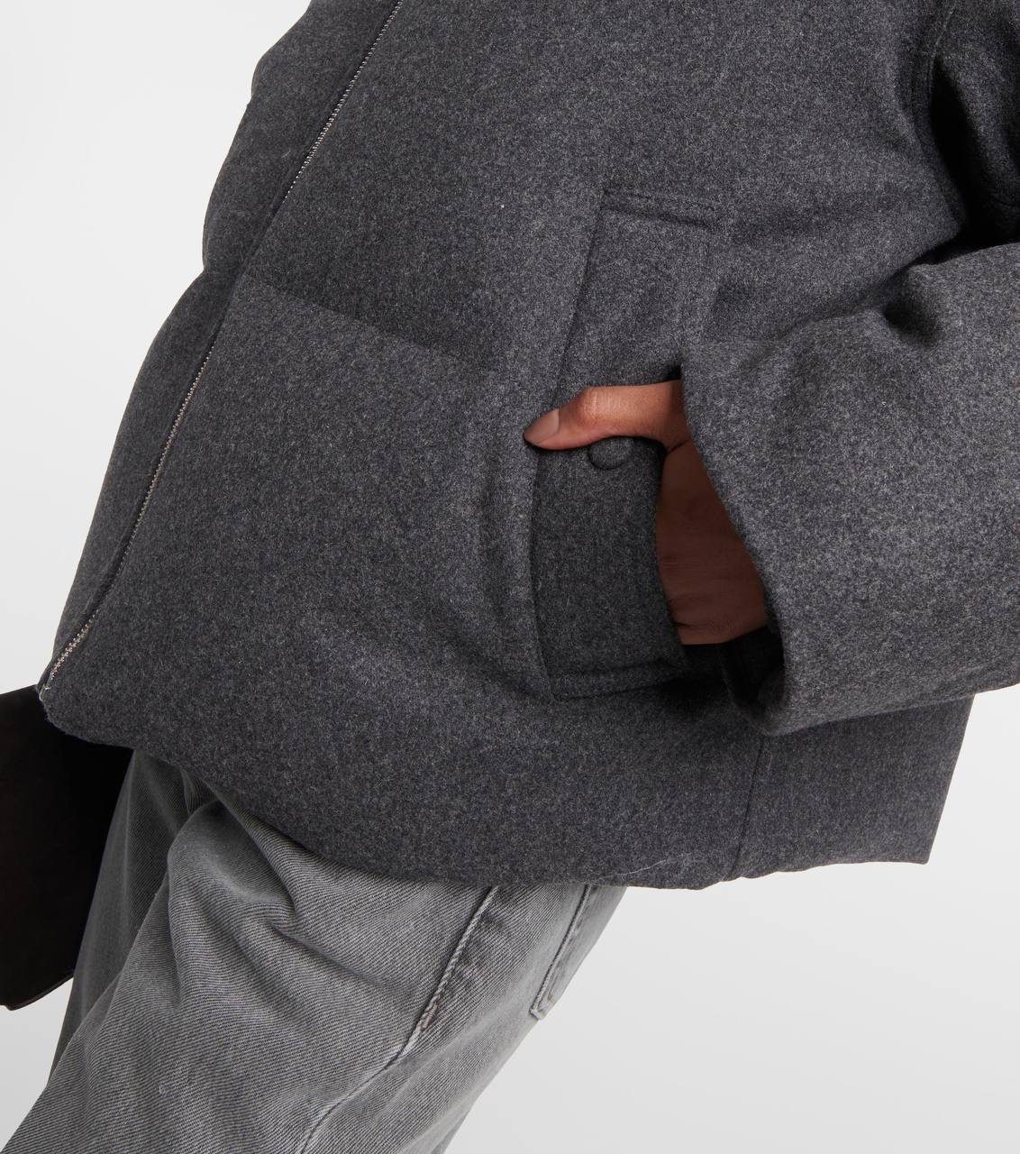 TOT Funnel Neck Down-filled Flannel-Wool Parka Puffer Jacket