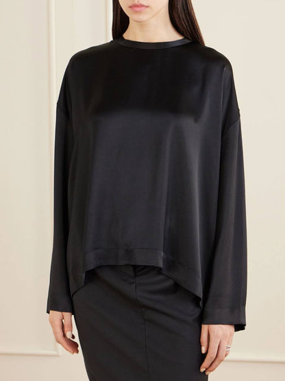 Tot Boxy Satin Viscose Long Sleeve Top