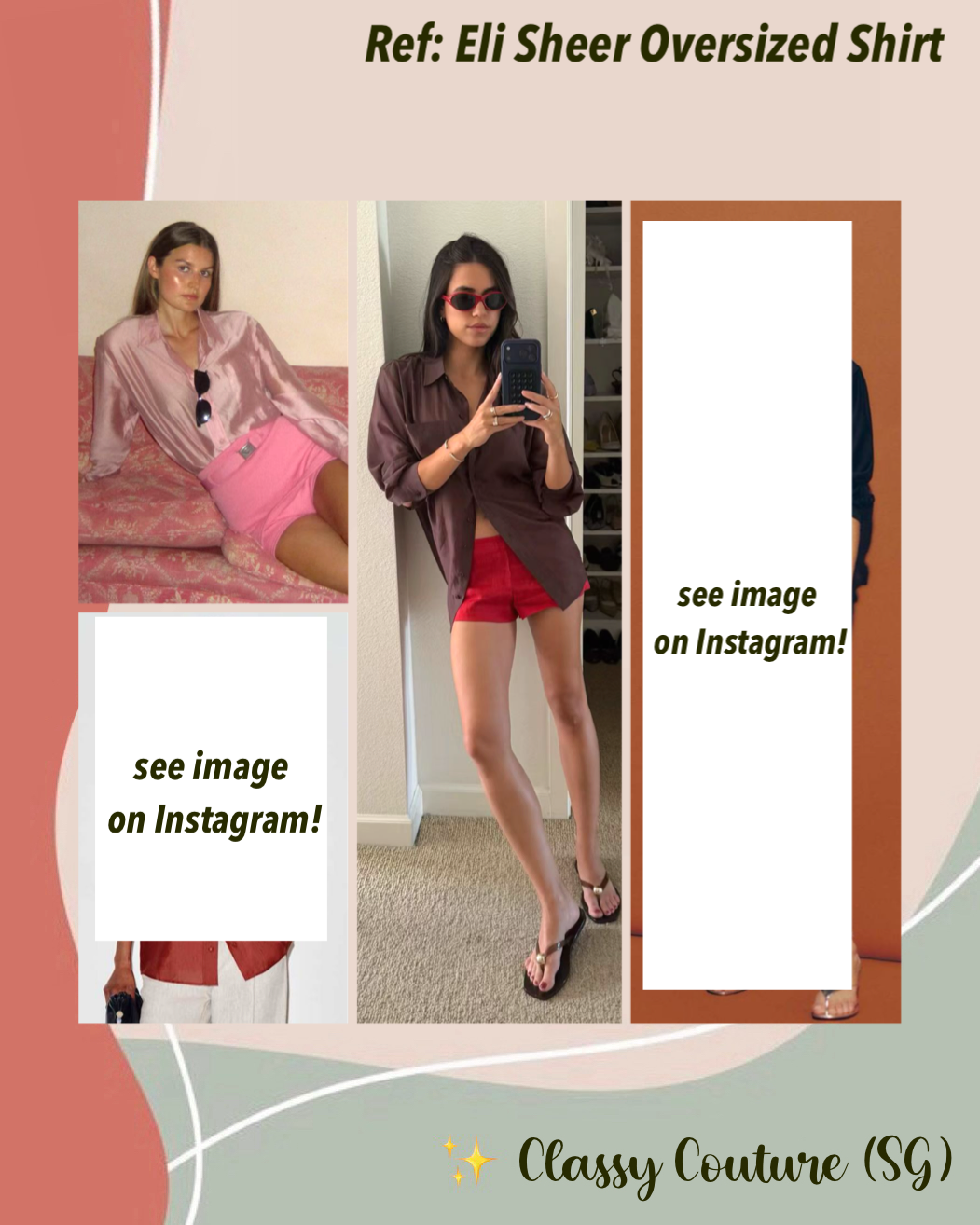 4 Colors! Ref Eli Sheer Oversized Shirt