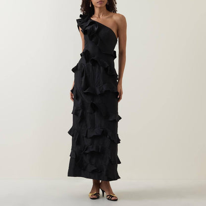 AJ Arley Ruffle Trim Fitted Dress