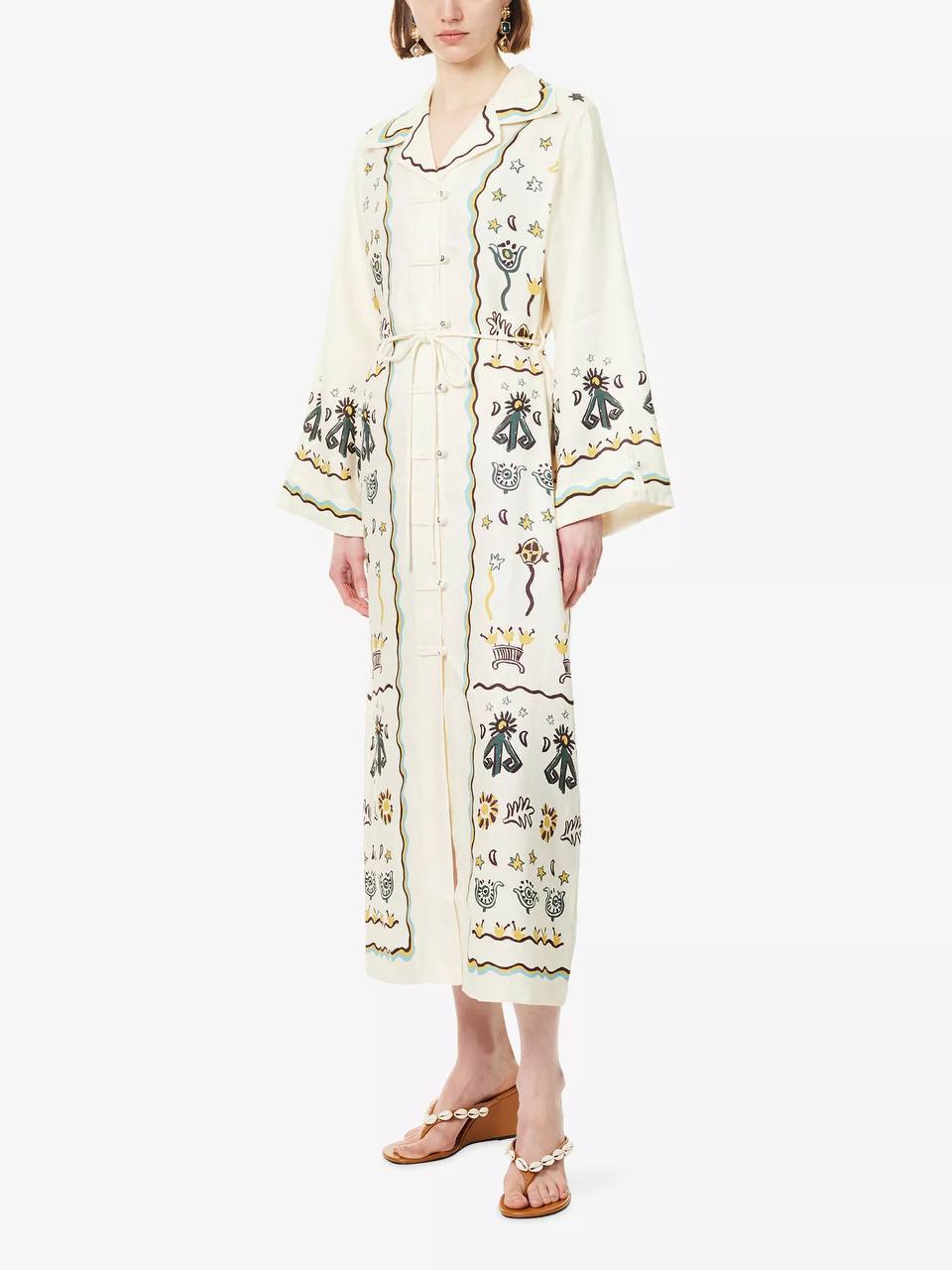 ALM Sun Dancer Linen Shirtdress Midi Dress