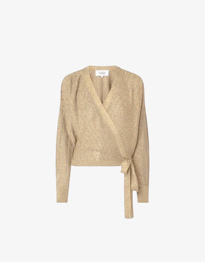 BA Braty Viscose-blend Metallic Wrap Around Cardigan Sweater