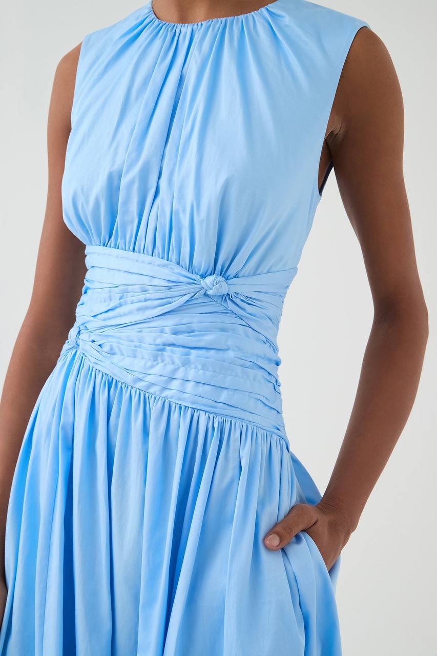 AJ Agatha Knot Waist Cotton Midi Dress