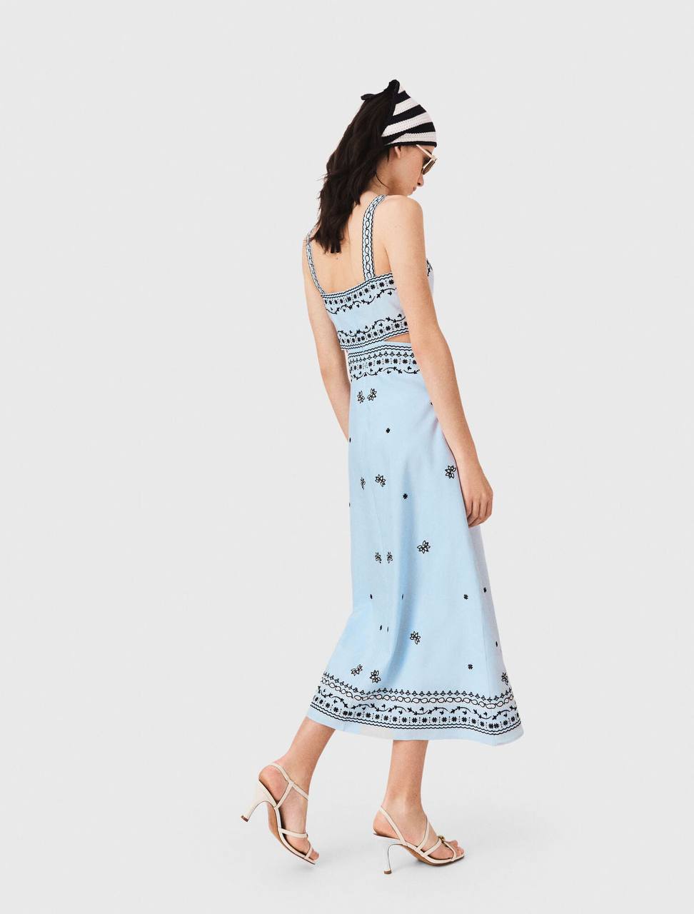 MJ Embroidered Linen Blend Cut Out Maxi Dress