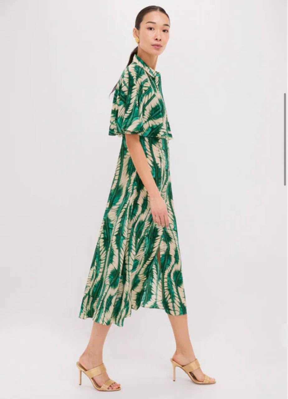 UJ Silhouette Silk Crepe Midi Dress in Acacia