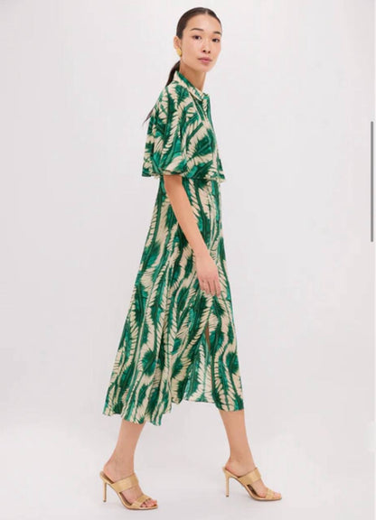 UJ Silhouette Silk Crepe Midi Dress in Acacia