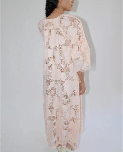ML Maeve Cotton-blend Sheer Lace Maxi Dress