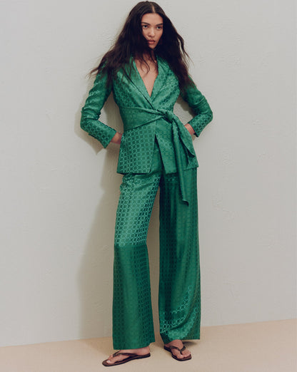 VB Issel Wrap Jacket | Colter Pant | Geometric Viscose-Silk Set