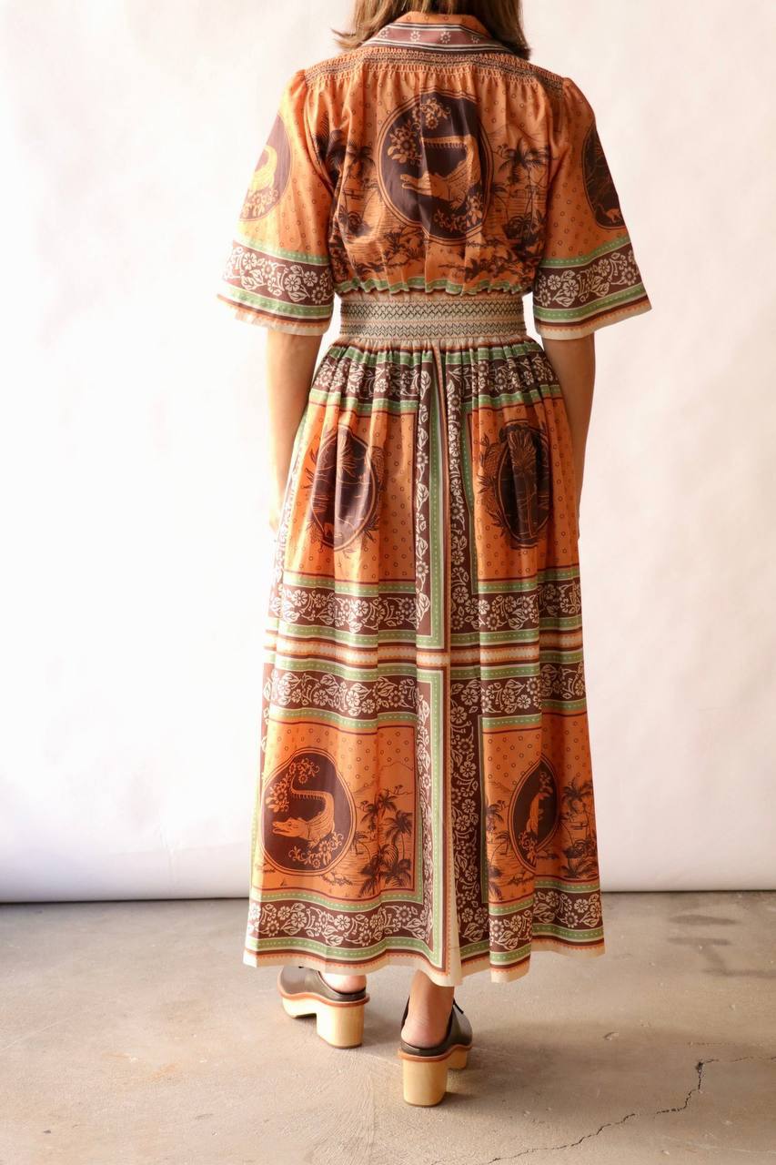 ALM Alberta Smocked Maxi Shirtdress