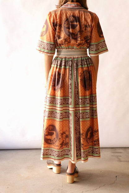 ALM Alberta Smocked Maxi Shirtdress